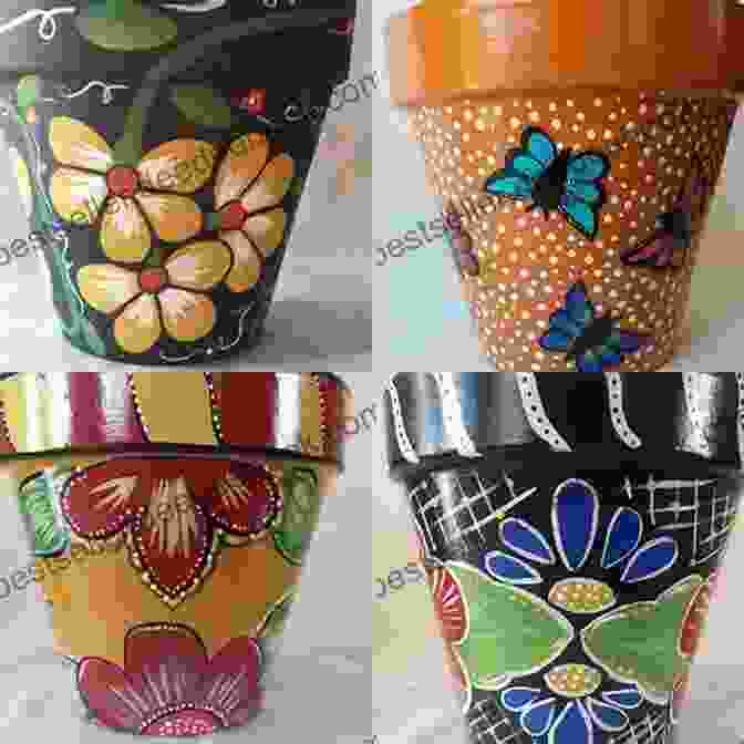 A Group Of Colorful Painted Flower Pots Sew Outdoor Living: Brighten Up Your Garden With 22 Colourful Projects (Sew Series)