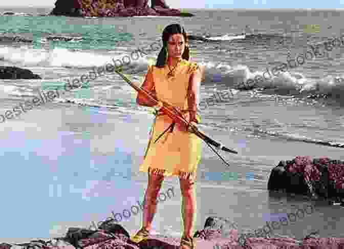 A Painting Of Karana Sitting On The Beach With Her Dog Rontu In The Background Island Of The Blue Dolphins: The Complete Reader S Edition