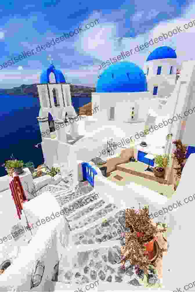 A Panoramic View Of The White And Blue Buildings Of Santorini, Greece From A Year In Greece